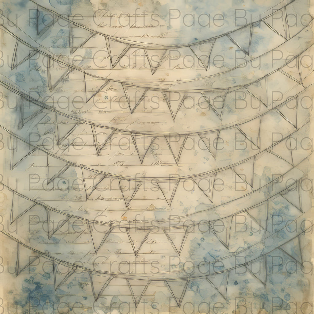Pattern of string with triangular flags on a textured background