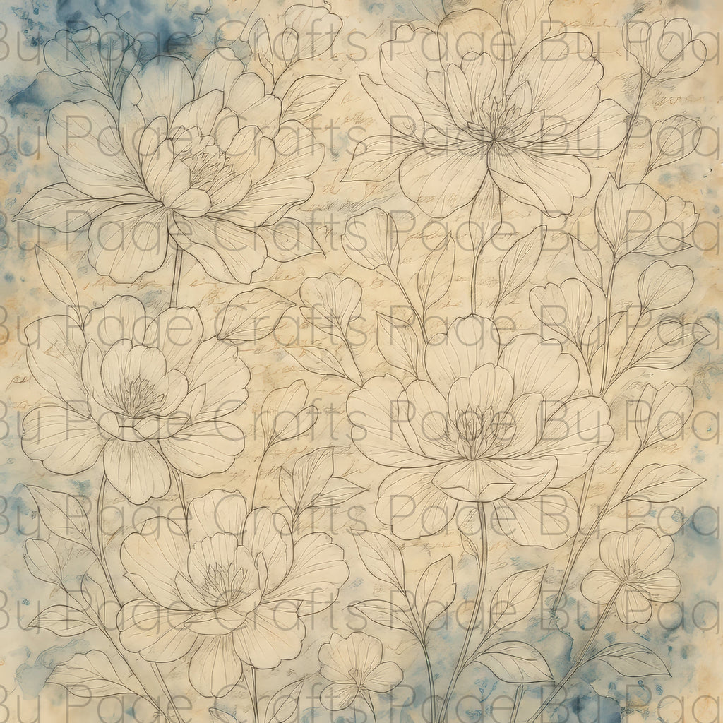 Decorative floral pattern with beige flowers on a textured beige background