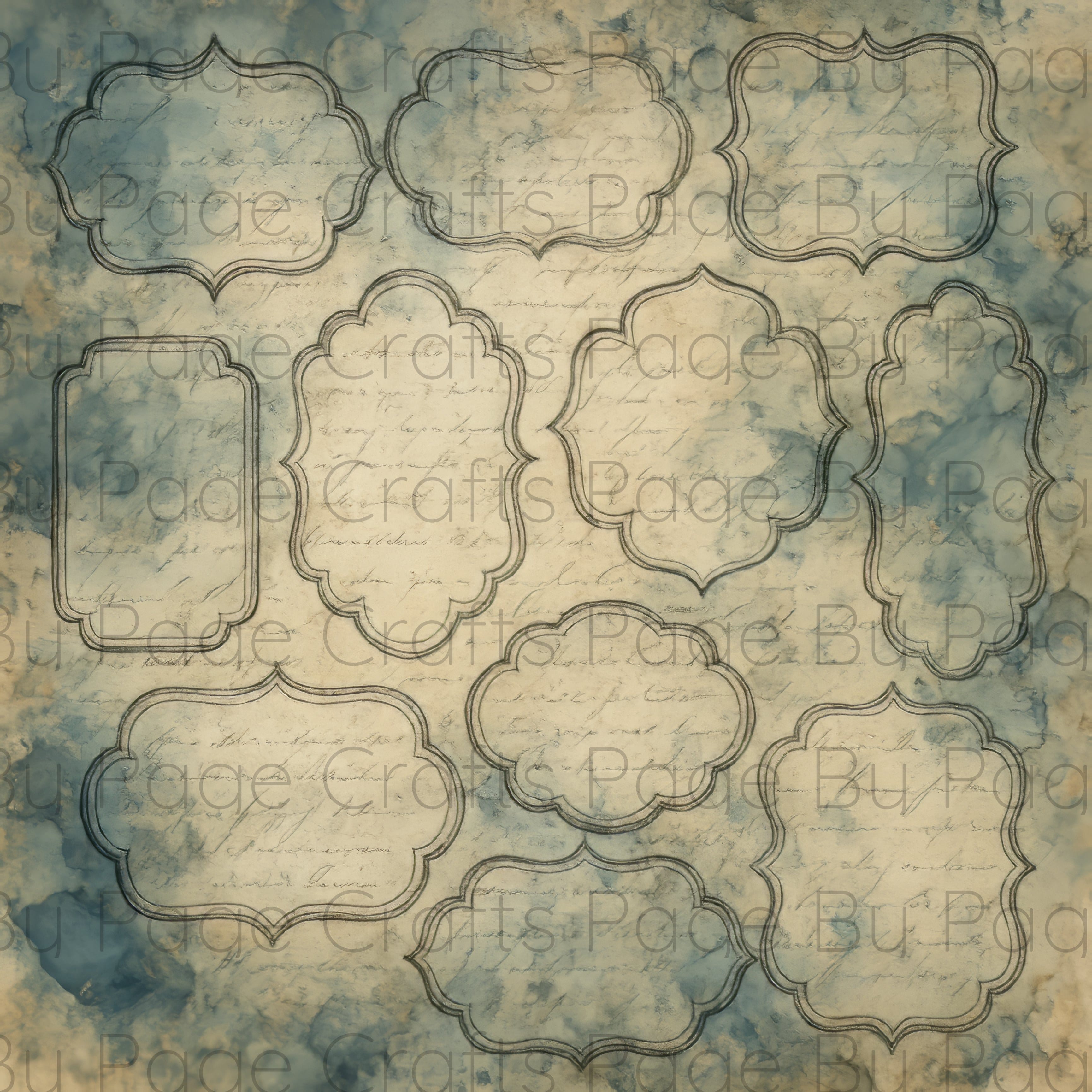 Set of decorative vintage-style labels on a textured background